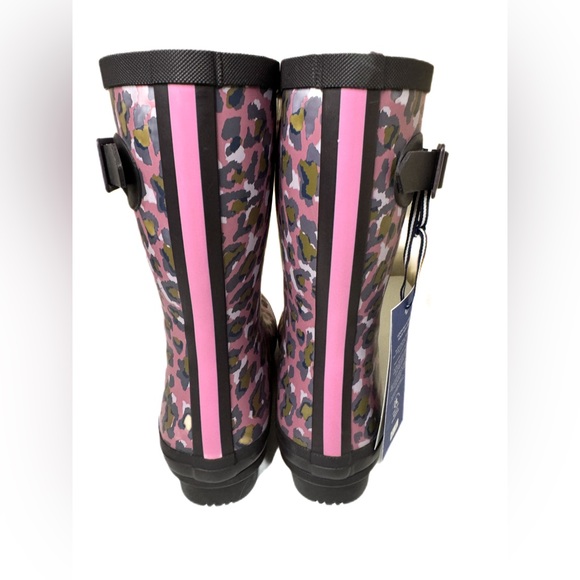 NWT Joules Molly Welly Rain Boots Women's Mid Calf Purple Brown Cheetah Print - Picture 3 of 8